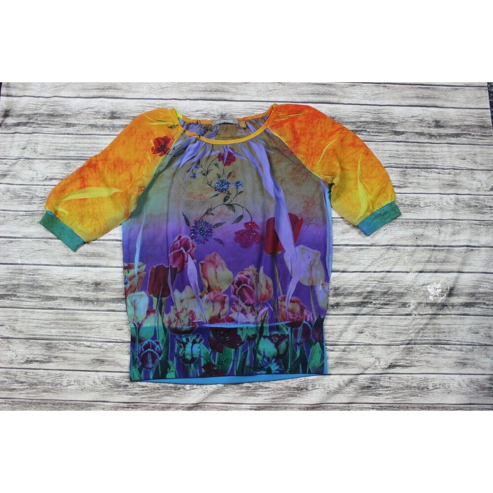 NY Collection Top Floral Sheer Small